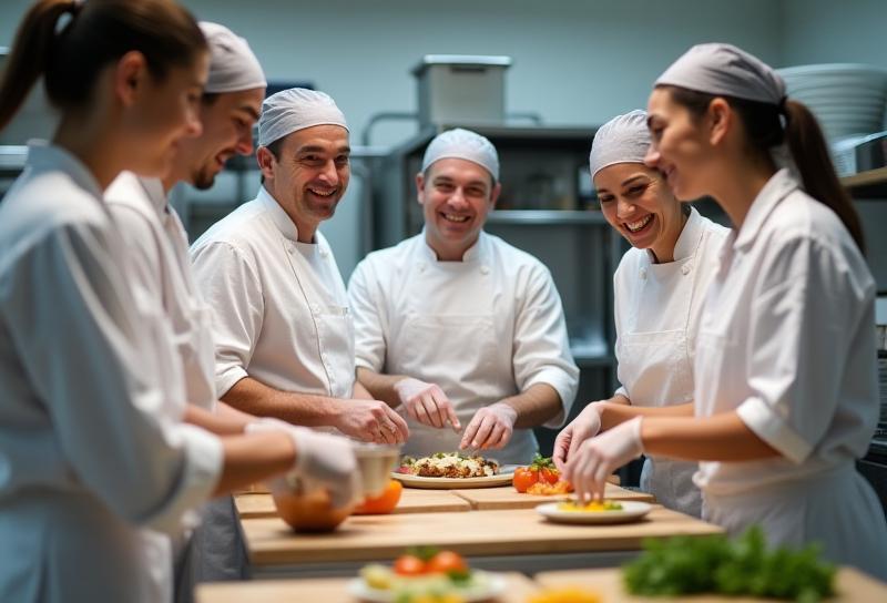 Smiling Sedap Bites Catering team members preparing food